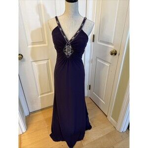 Y2K VAMP BODYCON Janine purple sleeveless comfy stretch maxi gown spandex size m